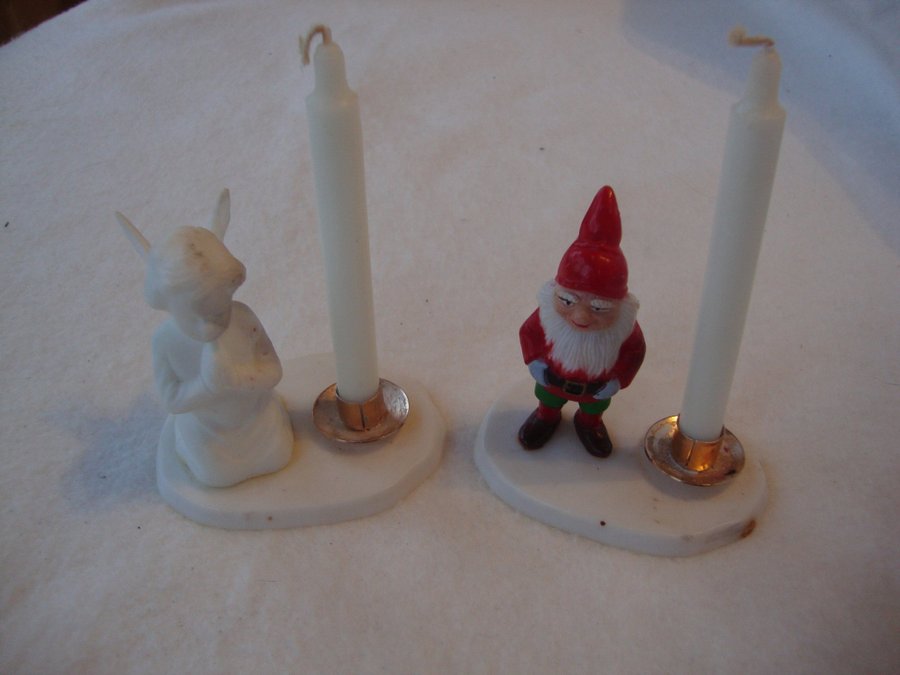 Ljusstake tomte och ängel design Karen Kjaersgaard