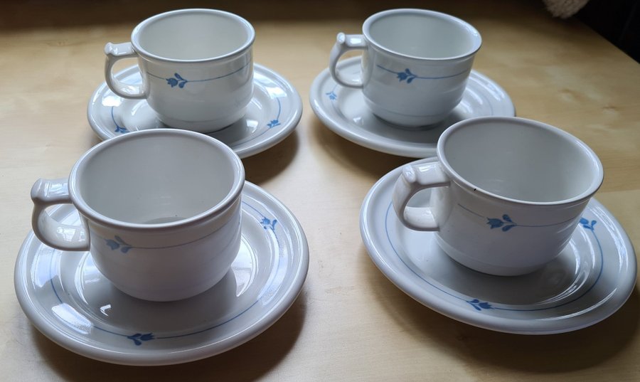 Gustavsberg Bell Karin Björquist 4 St Kaffekoppar Med Fat