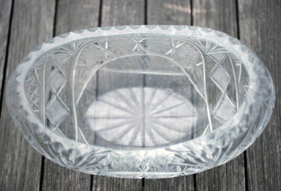 Vintage cut glass clear pattern crystal bowl-circa 60s-Weight: 2.61Kg-FRI FRAKT