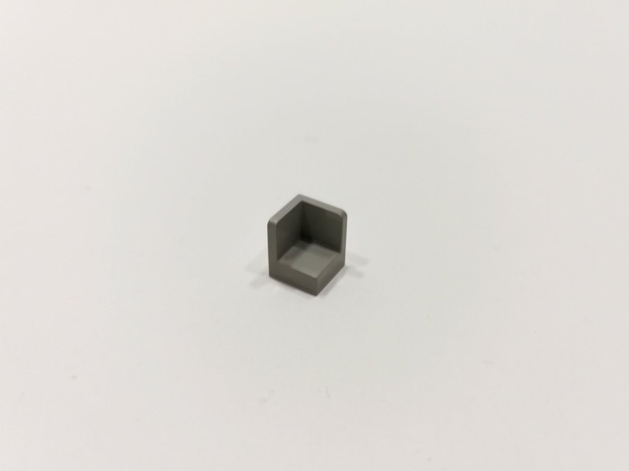 Lego - tile - slät - corner - panel - 1x1 - part 6231 - ljusgrå (old light gray)