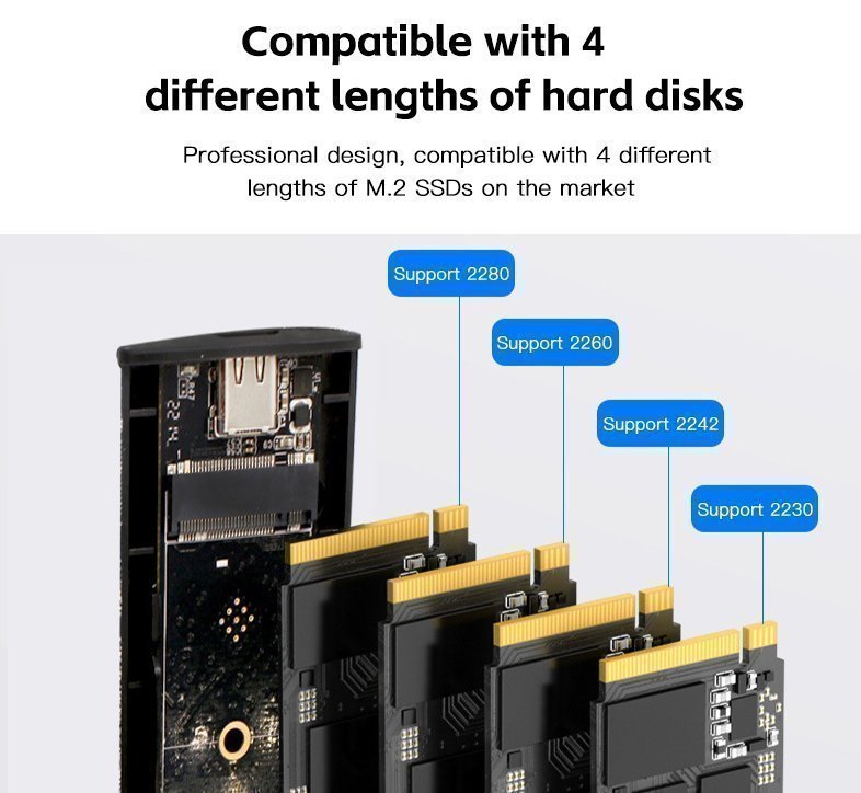 M.2 NVMe SSD-fodral 10 Gbps