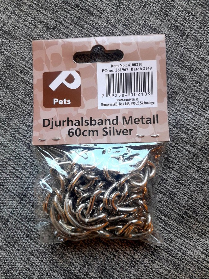 Djurhalsband Metall 60cm Silver