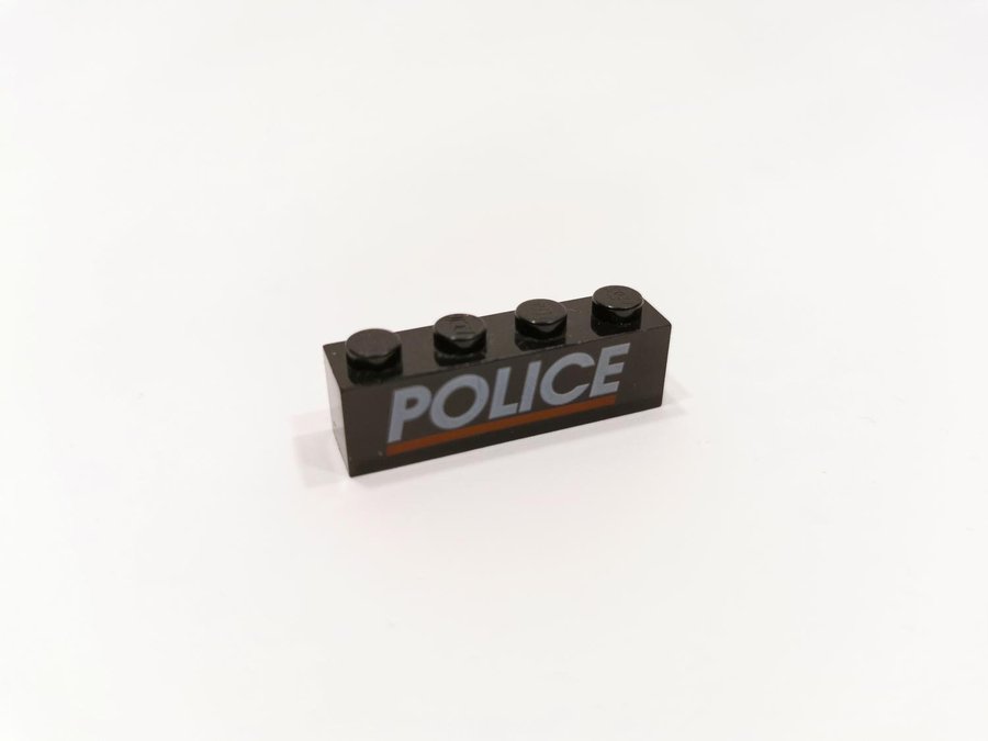 Lego - tryck - klistermärke - 1x4 - brick - police - svart