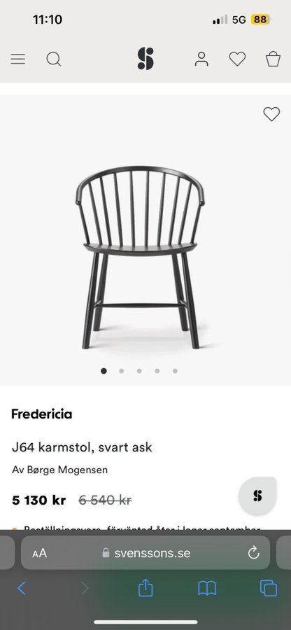 4 st Fredericia J64 karmstol