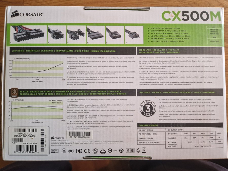 Nätaggregat Corsair CX500M 500W