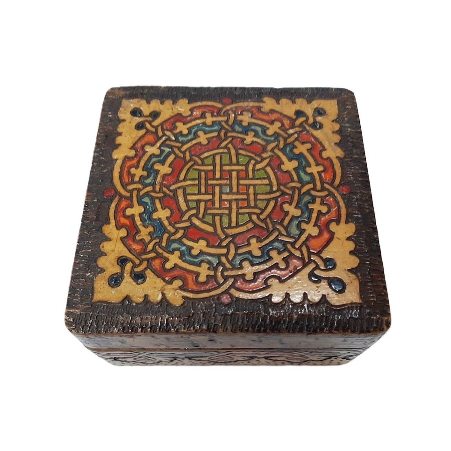 Vintage pyrography wooden box(12.4)