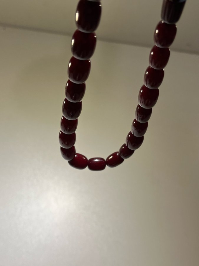 Baklelit Halsband 34g Cherry Amber faturan vintage