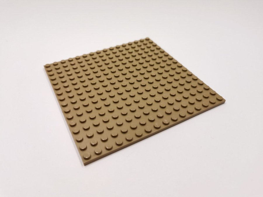 Lego - platta - plate - hög botten - 16x16 - part 91405 - mörkbiege (tan)