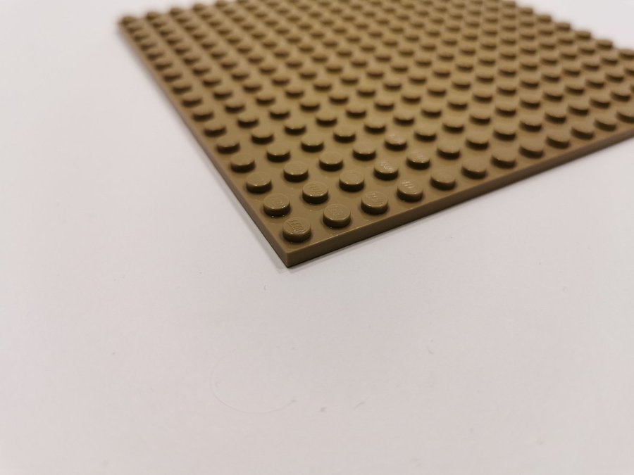 Lego - platta - plate - hög botten - 16x16 - part 91405 - mörkbiege (tan)