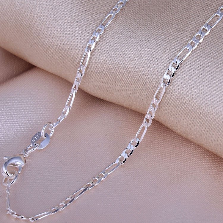 70cm 2mm Sterling Silver länk 925 stämplad figaro pläterad halsband nickelfritt