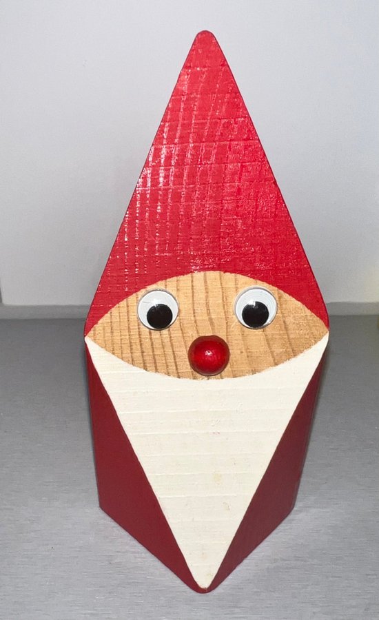 Tomte blockgomte i trä Jultomte Figur 16 cm figurin julpynt jul