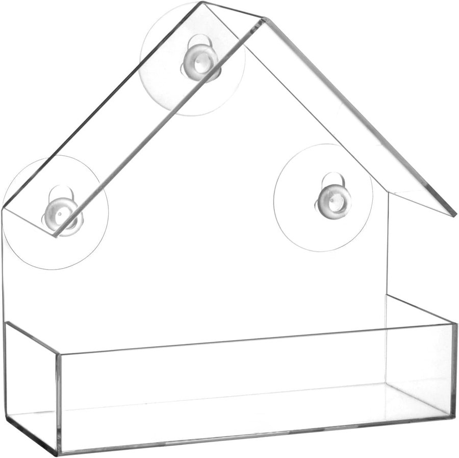 Fågelmatningshus i akryl för fönster – Perfekt för fågelskådning!