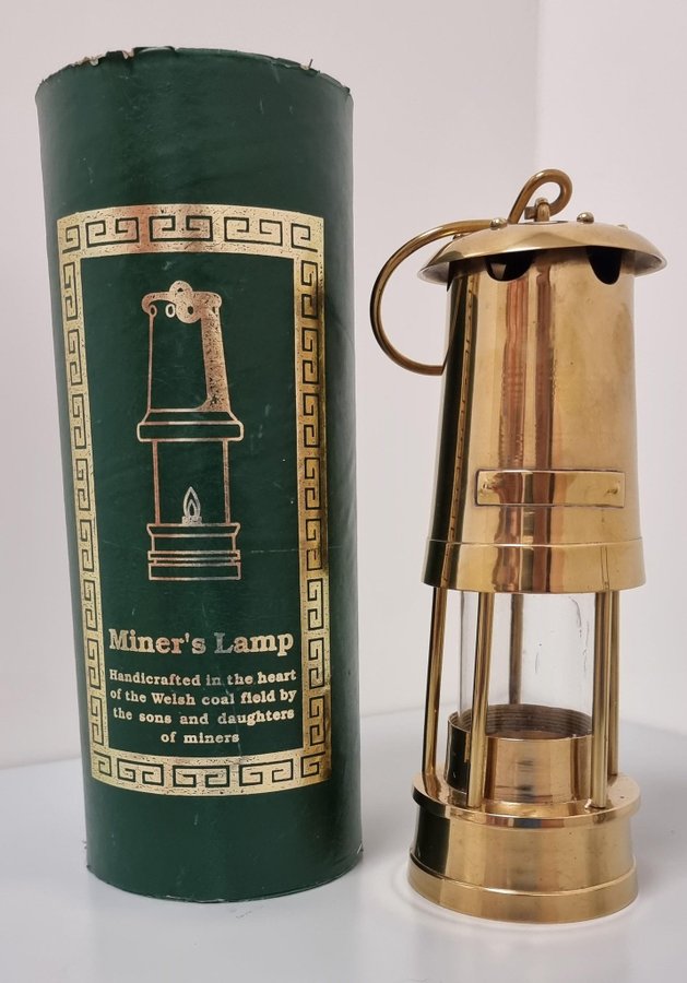 vintage retro lampa guld värmeljushållare miner's lamp gruvlykta