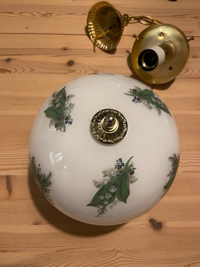 Retro Klotlampa Art Deco med liljekonvaljmotiv