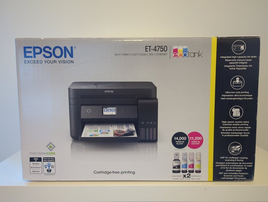 Epson multifunktionsskrivare EcoTank ET-4750 med xtra bläck, i mycket bra skick!