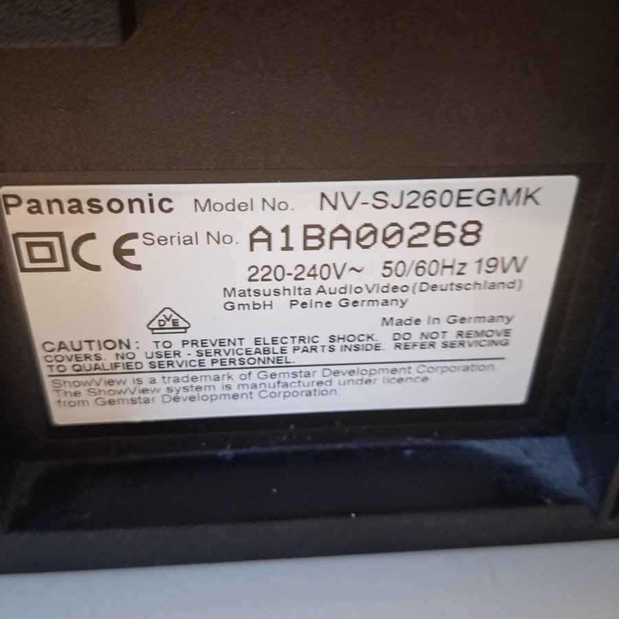 Panasonic NV-SJ260 VHS Videospelare