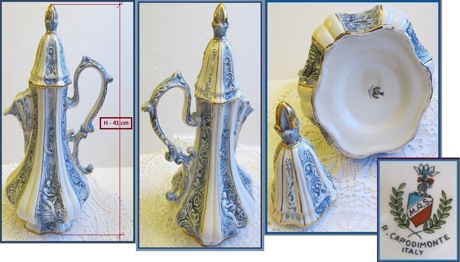 VINTAGE "R.CAPODIMONTE" ITALY-TILLBRINGARE H=41CM-STÄMPLAT-OANVÄND!