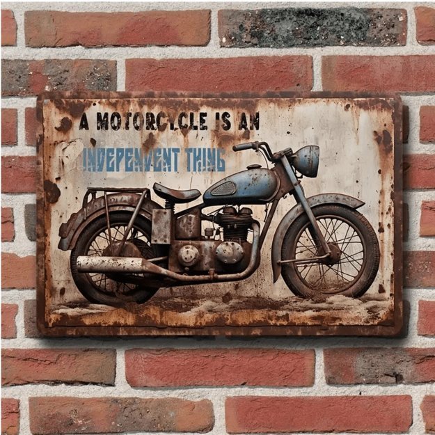 Metallskylt med motorcykelmotiv ute/inne bruk, 30x20 cm RETRO (nytryck)