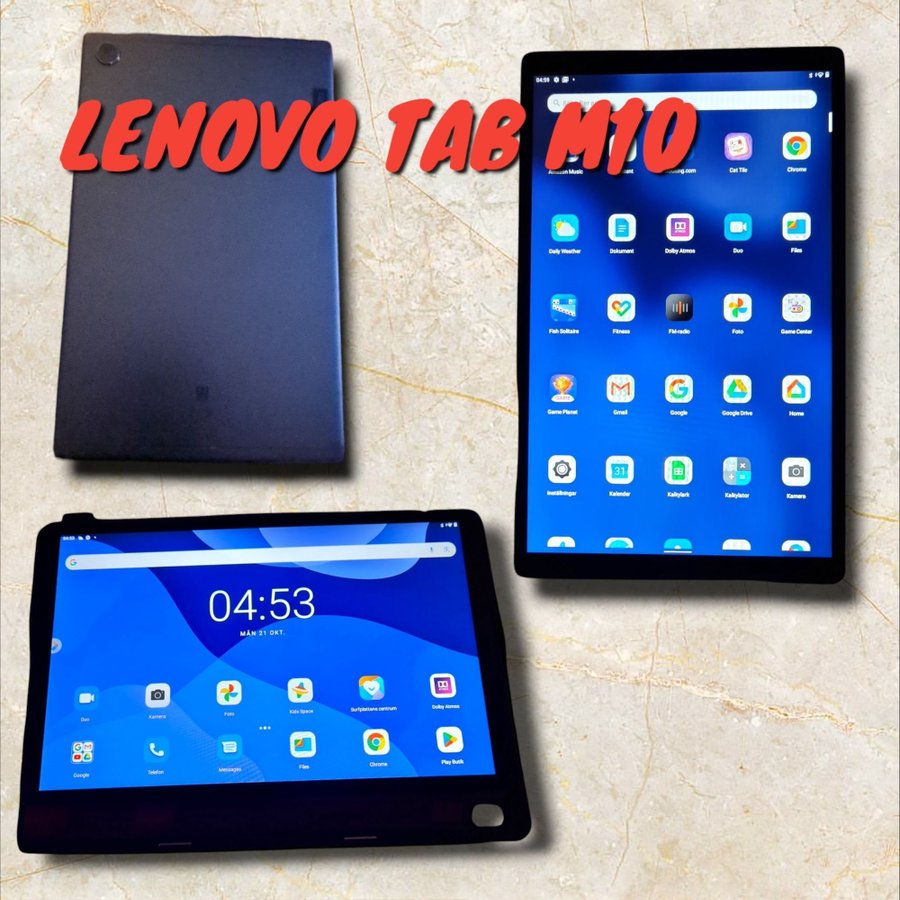 Prissänkning LENOVO TAB M10 HD 4G WIFI 8 MP KAMERA med zoom lins skydd 128gb sd