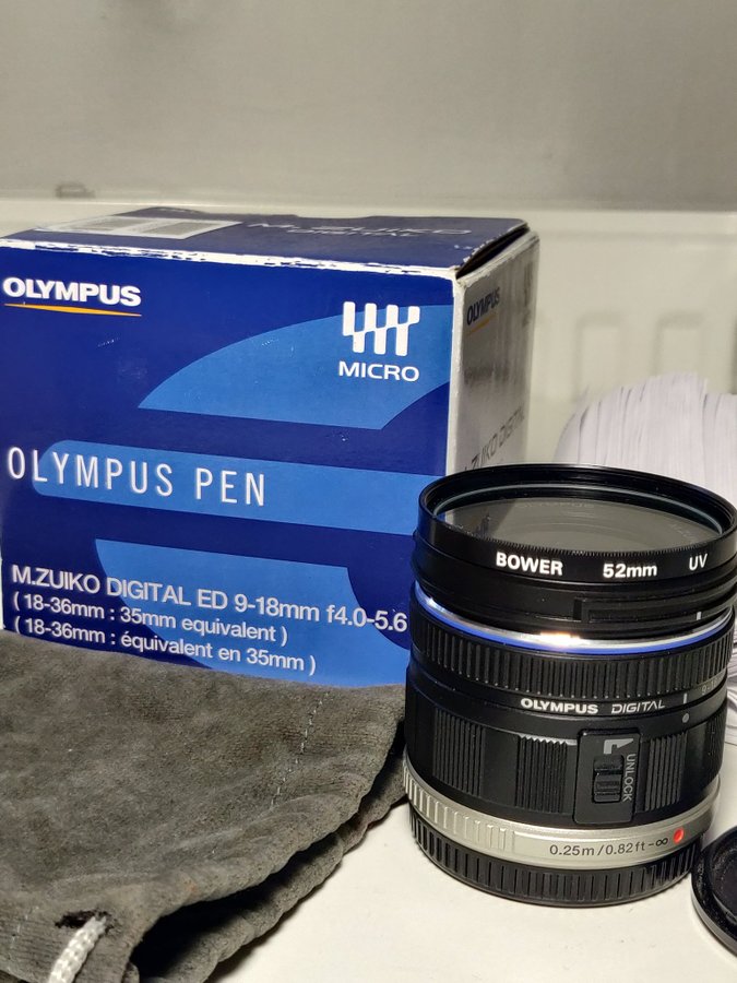 Olympus M.Zuiko Digital ED 9-18mm f4-5.6 Pen M43 Micro for thirds wide zoom