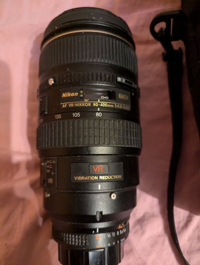 Nikon AF-S VR Nikkor 80-400mm f/4.5-5.6D ED VR Objektiv bra skick