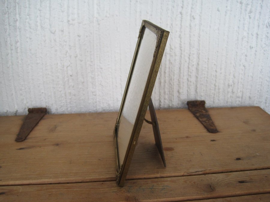 Vintage Fotoram Metallram Med Kupat Glas 12 x 16