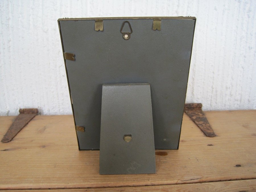 Vintage Fotoram Metallram Med Kupat Glas 12 x 16