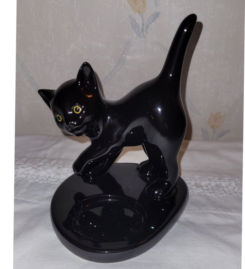 PARTYLITE ljushållare SVART KATT cat CHAT NOIRE kätze