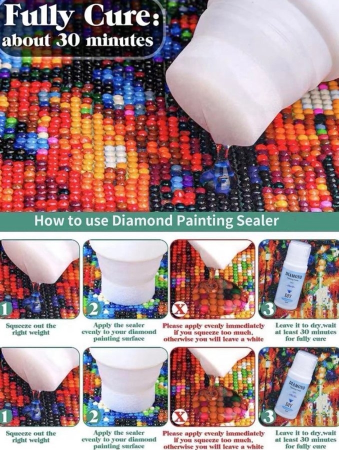 Diamond Painting Sealer med tillhörande penslar