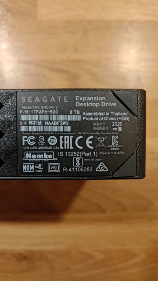 Extern hårddisk 35" Seagate 8 TB