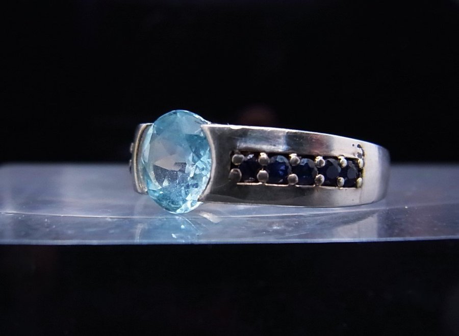 BLAUTOPAS - SAPHIR RING , TOPAS 2 KARAT