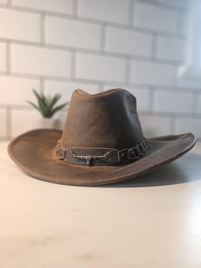 Australiensk handgjord Läderhatt Cowboyhatt