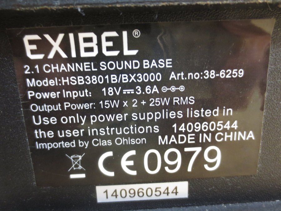 Exibel 2.1 Channel Sound Base.