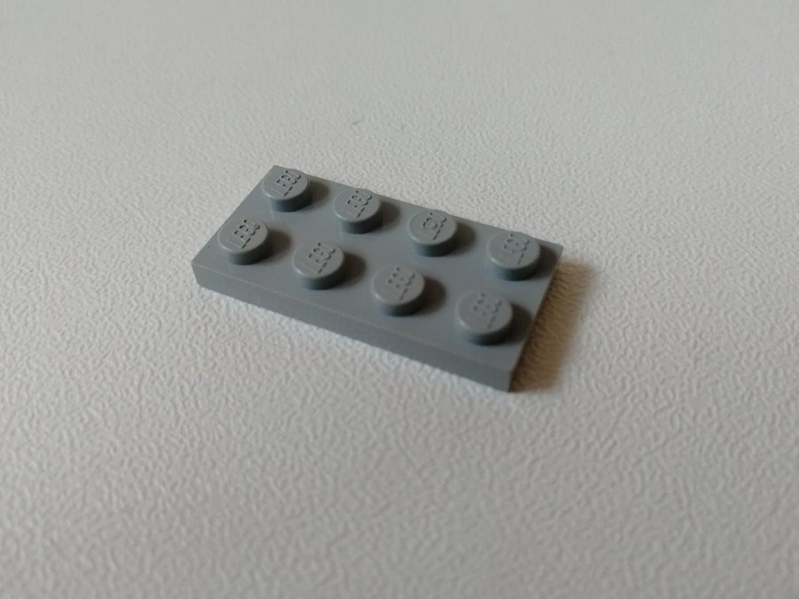 Lego - plate - platt - bas - 2x4 - part 3020 - ljusgrå (bluish)