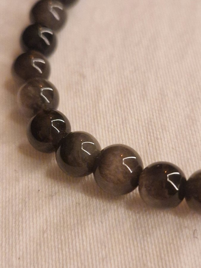 Silver Obsidian beads armband