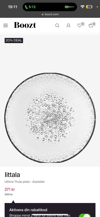 Iittala Ultima Thule Assiett