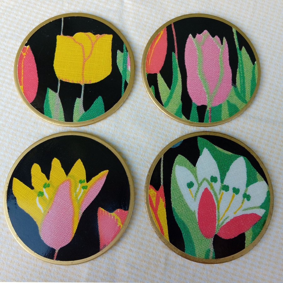 Josef Frank Svenskt Tenn Tulpan 4 st glas underlägg coasters