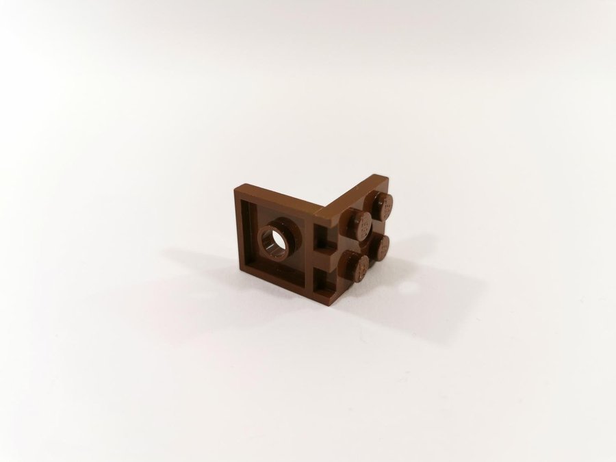 Lego - vinklad - bracket - 2x2 - part 3956 - brun (old brown)