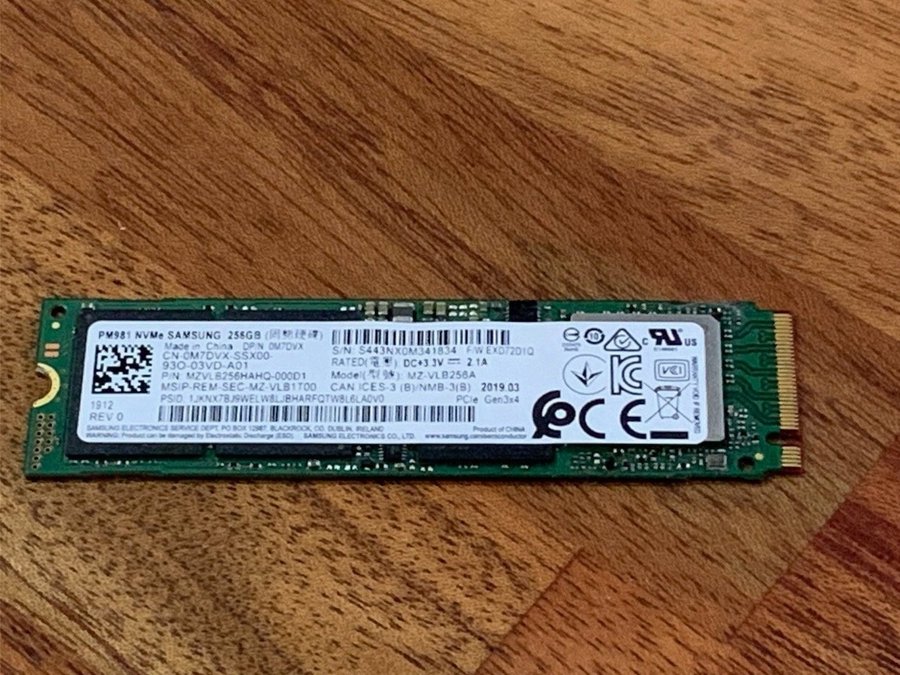 SSD Samsung PM981 256 GB