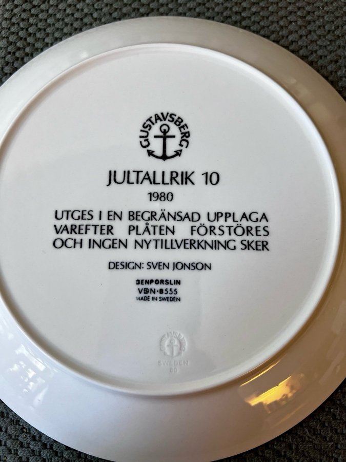 Gustavsberg Jul Tallrik 10 1980