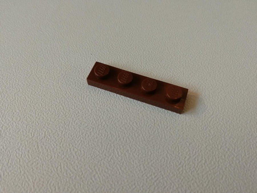 Lego - plate - platt - bas - 1x4 - part 3710 - brun (reddish)