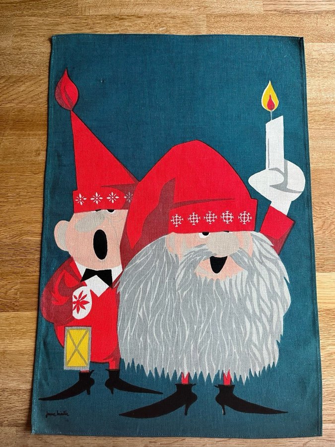 Retro Bonad/Julbonad/Tomte/Tomtar/handtryck signJanne Martin(Martinsson) 70-tal