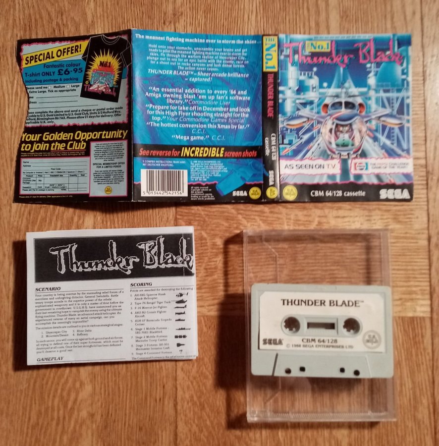 Thunder Blade (US Gold - Sega) ->TESTAD<- Commodore 64 / C64 Spel