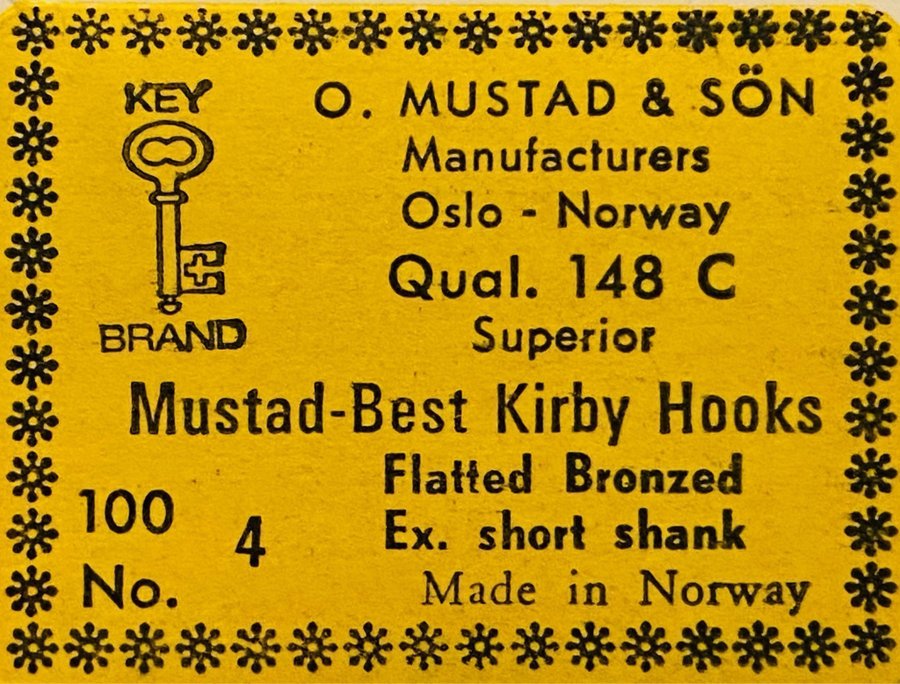 MUSTAD nr4 Qual 148 C 100st special krokar i sin original ask! Brons 