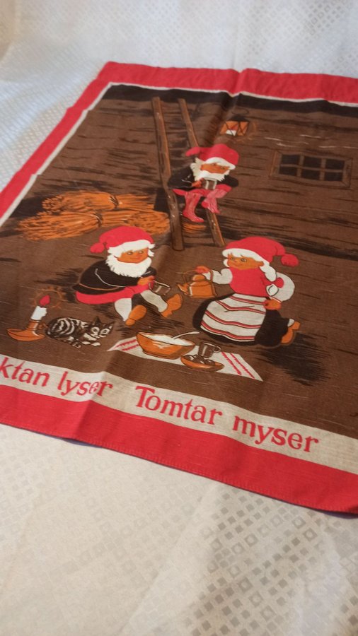 Julbonad med tomtar Jul - Retro " Lyktan lyser Tomtar myser"