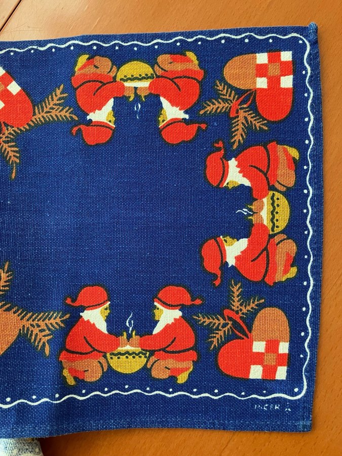 Äldre Fin Jul Löpare Textil Designer Inger Åberg