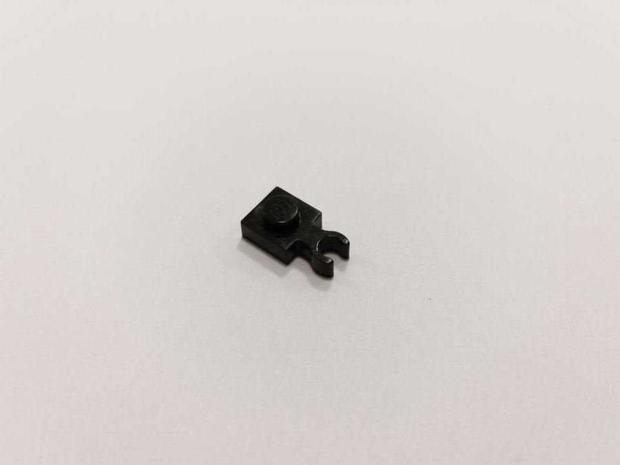 Lego - plate - 1x1 - clips - part 4085a - tunn clips - svart