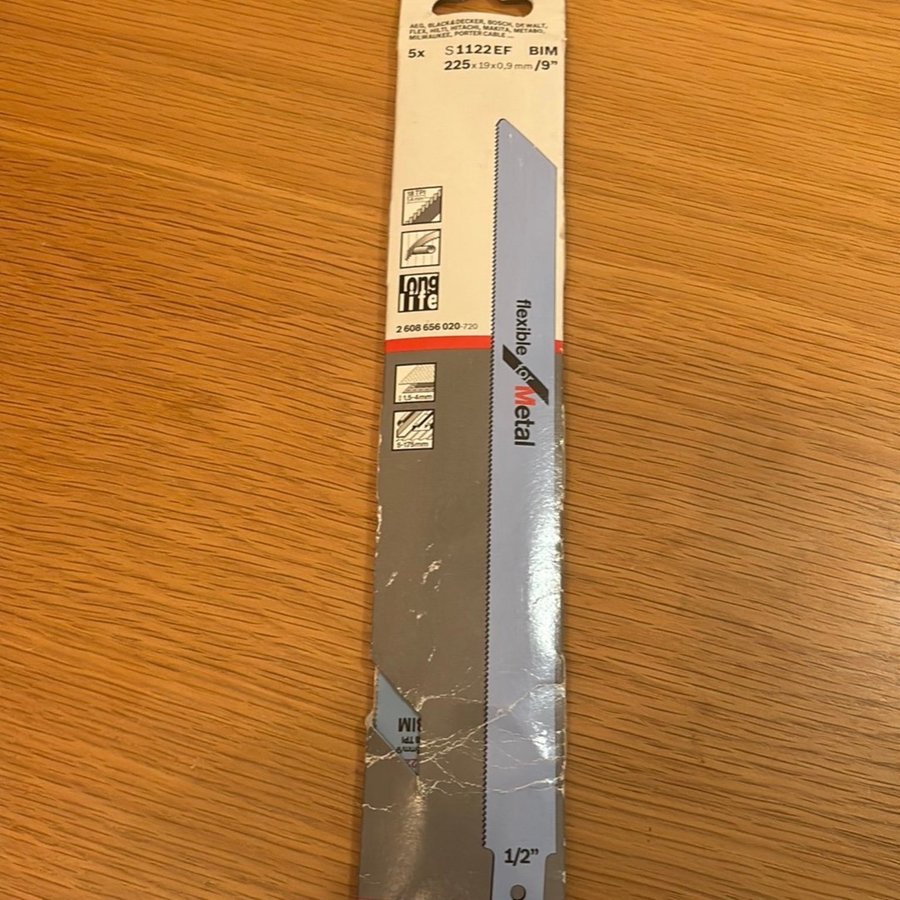 Bosch S1122EF BIM Sågblad för Metall 225x19x0,9mm 5-pack