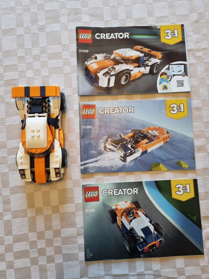 Komplett LEGO 31089 Sunset Track Racer med manualer