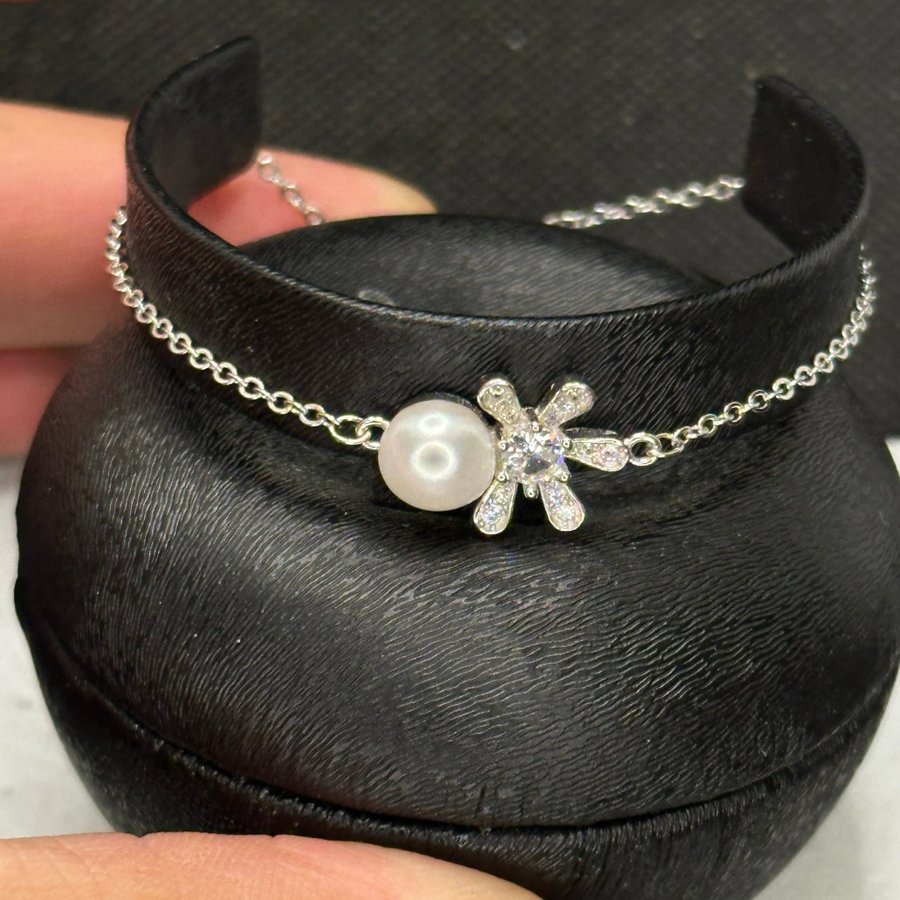 Äkta 925 silver Armband med Pearl